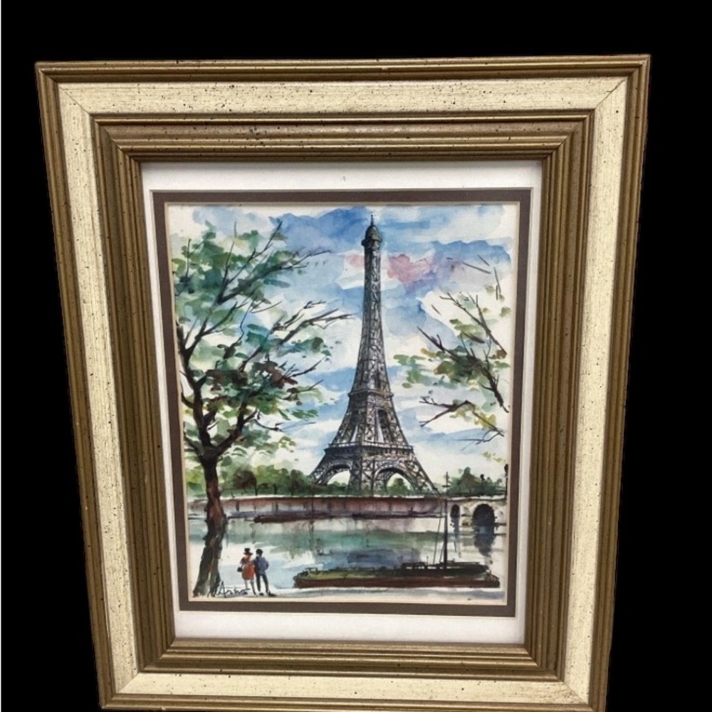 ORIGINAL Arno’s Eiffel Tower Paris Watercolor Painting - Framed - 15x12 - Picture 9 of 11